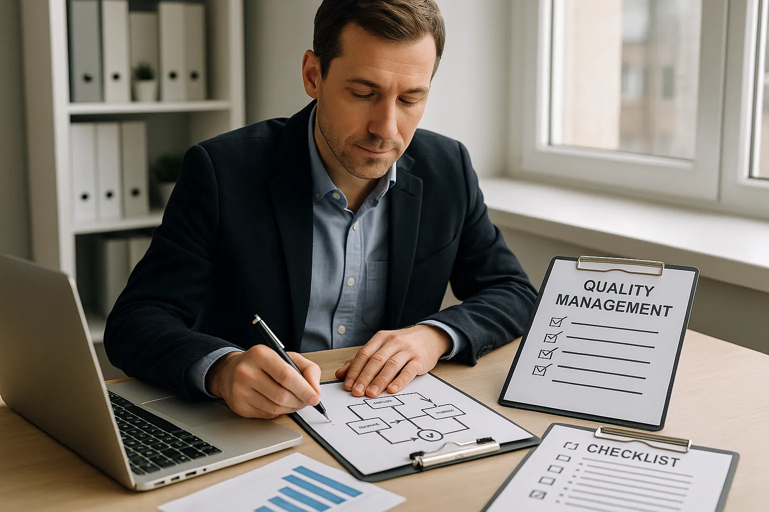 Slug: qualitaetsmanagement-hausverwaltung-prozesse-optimieren

Meta Title: Prozesse optimieren Hausverwaltung: Qualitätsmanagement

Meta Description: Wir zeigen, wie Sie Prozesse in der Hausverwaltung Schritt für Schritt optimieren. Praxiserprobte Methoden für mehr Effizienz. Jetzt informieren!
Bitte ein realistisches bild und vor allem THEMEN PASSEND! Professionell und kein Text um fehler zu vermeiden
